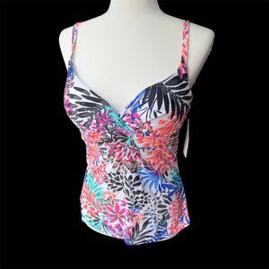 NWT Island Escape Swim Womens sz 10 LARGE Tankini Underwire‎ Vacation